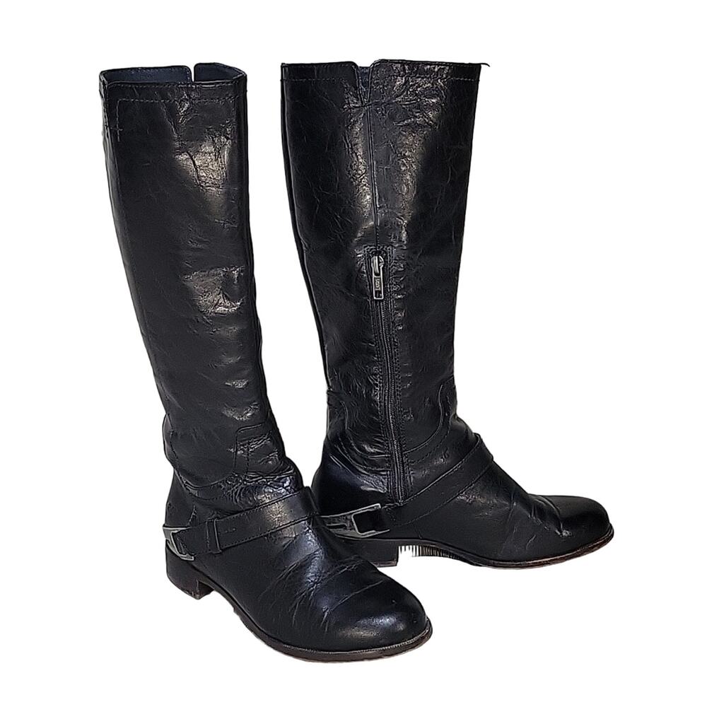 UGG Black Leather Tall Harness Boots Womens Size 5